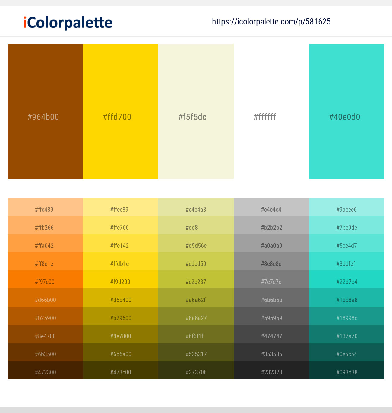 Brown – Gold – Beige – White – Turquoise Color scheme