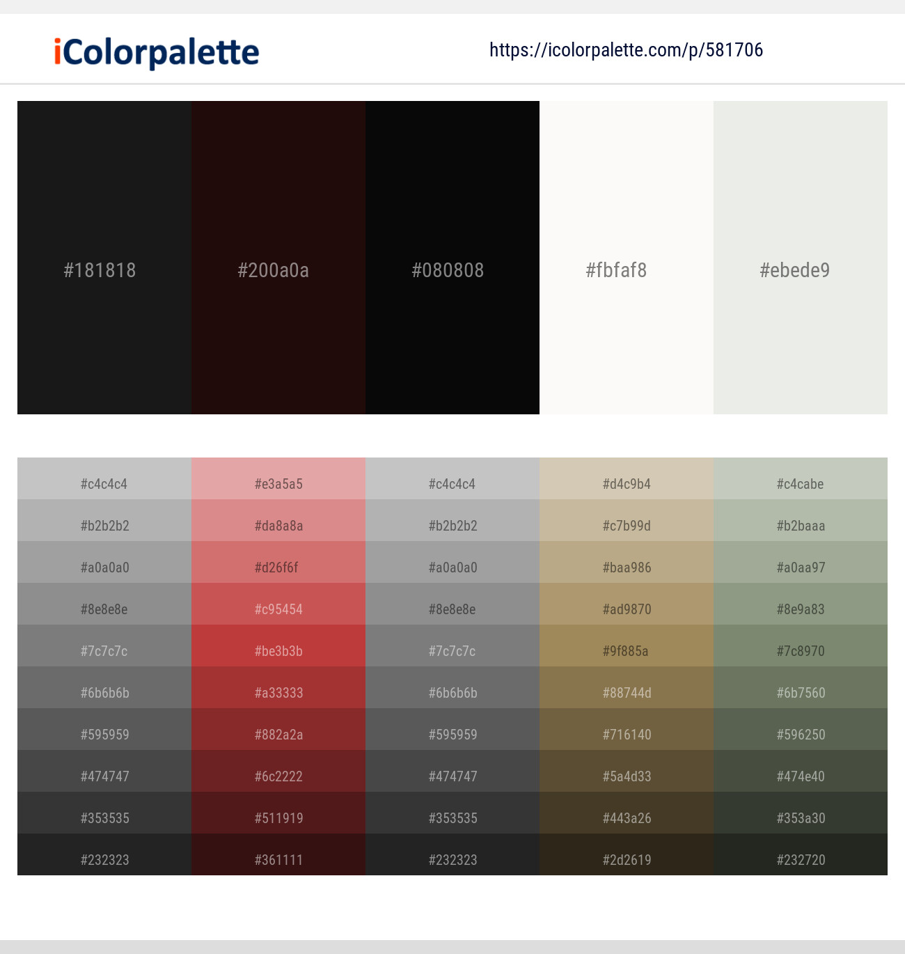Cod Gray – Coffee Bean – Cod Gray – Spring Wood – Gray Nurse Color scheme
