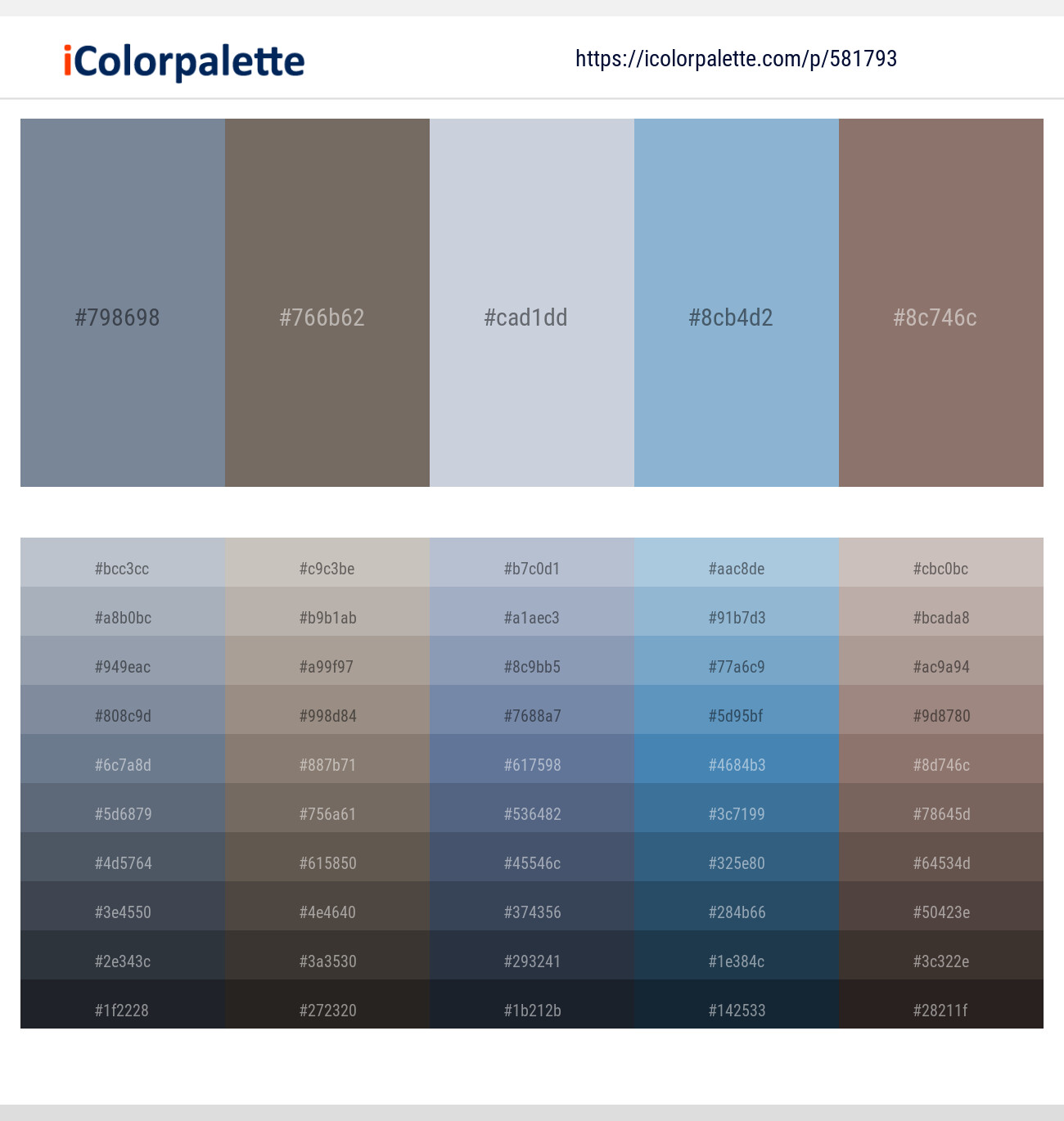 Slate Gray – Sandstone – Mischka – Polo Blue – Americano Color scheme