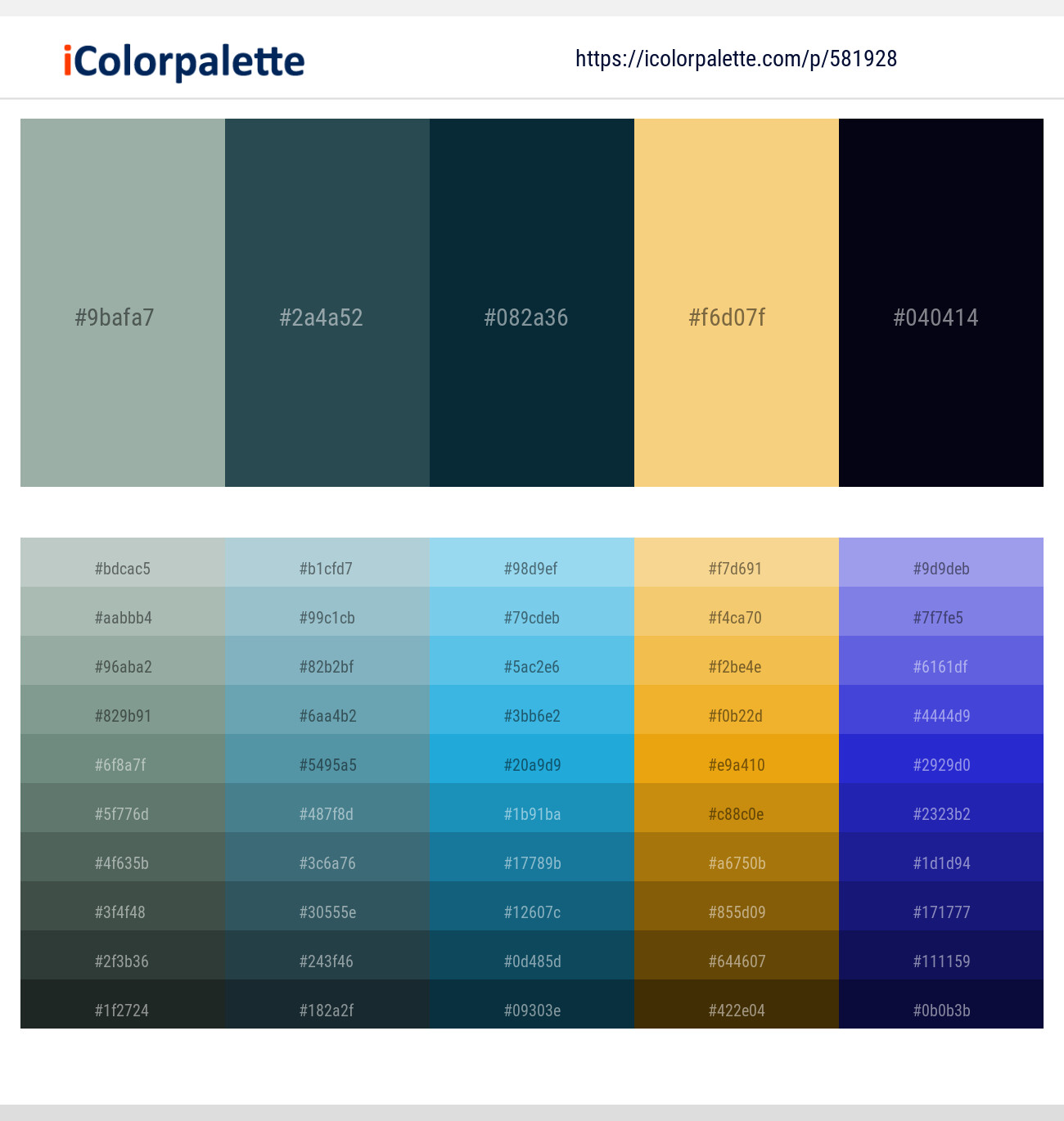 Pewter – Plantation – Tiber – Golden Sand – Black Pearl Color scheme