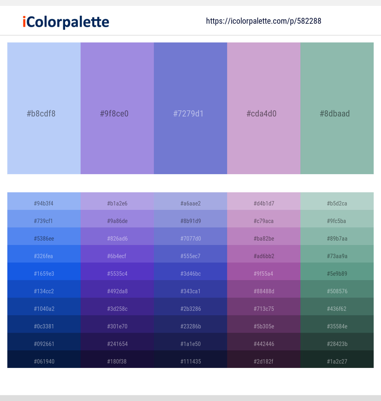 Tropical Blue – Dull Lavender – Moody Blue – London Hue – Summer Green Color scheme