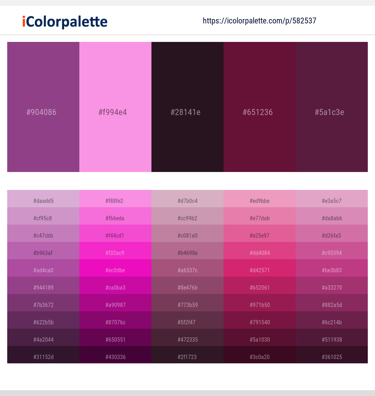 Plum – Lavender Rose – Gondola – Claret – Wine Berry Color scheme