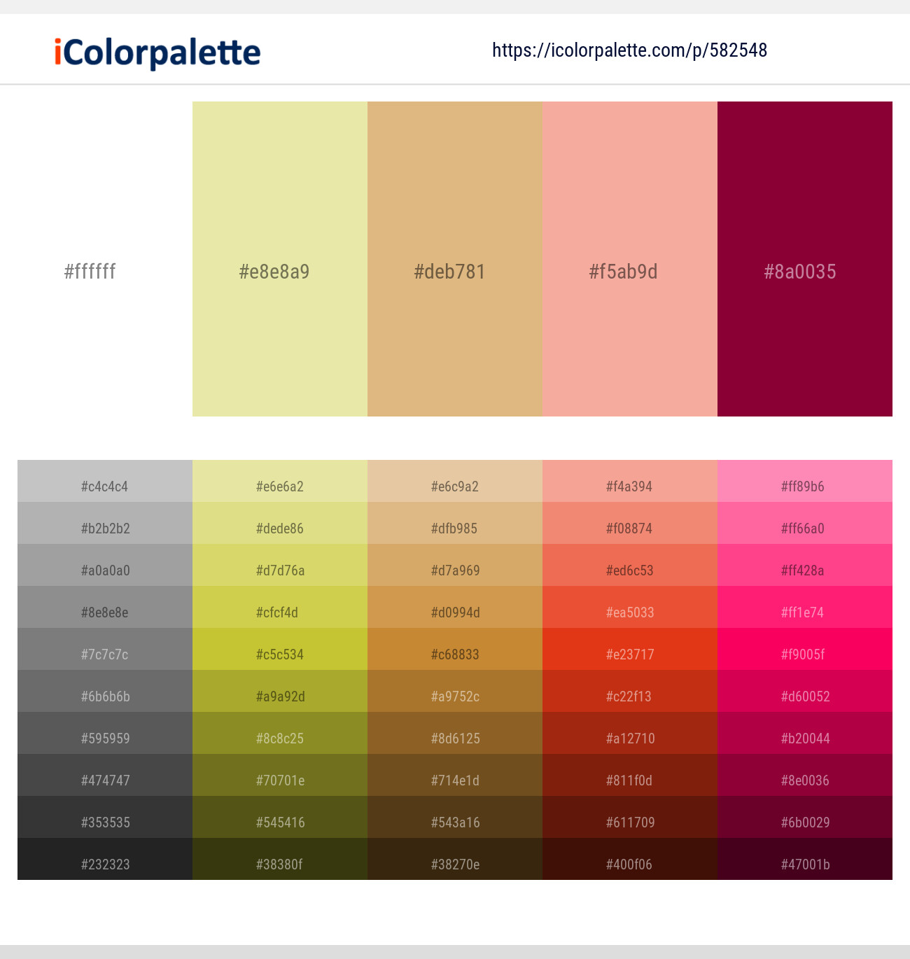 White – Fall Green – Tumbleweed – Wewak – Paprika Color scheme