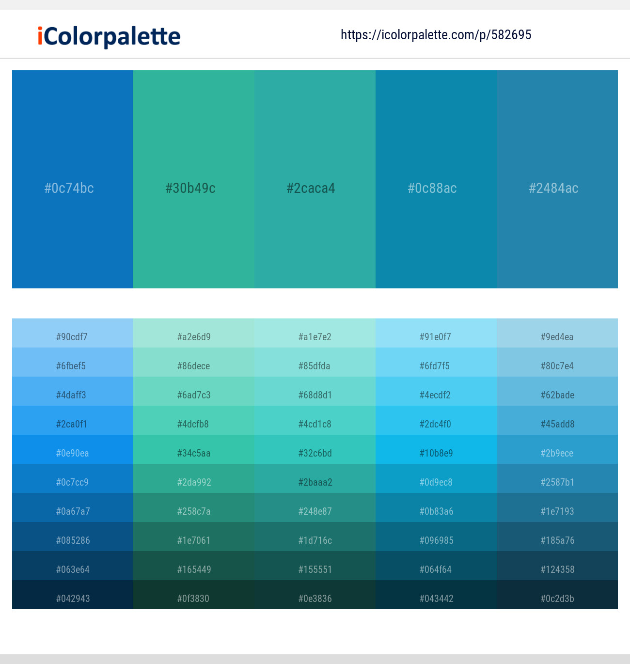 Denim – Keppel – Jungle Green – Blue Chill – Eastern Blue Color scheme