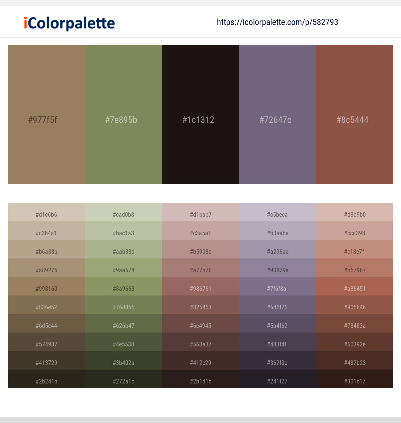 Domino – Avocado – Cocoa Brown – Rum – Spicy Mix Color scheme