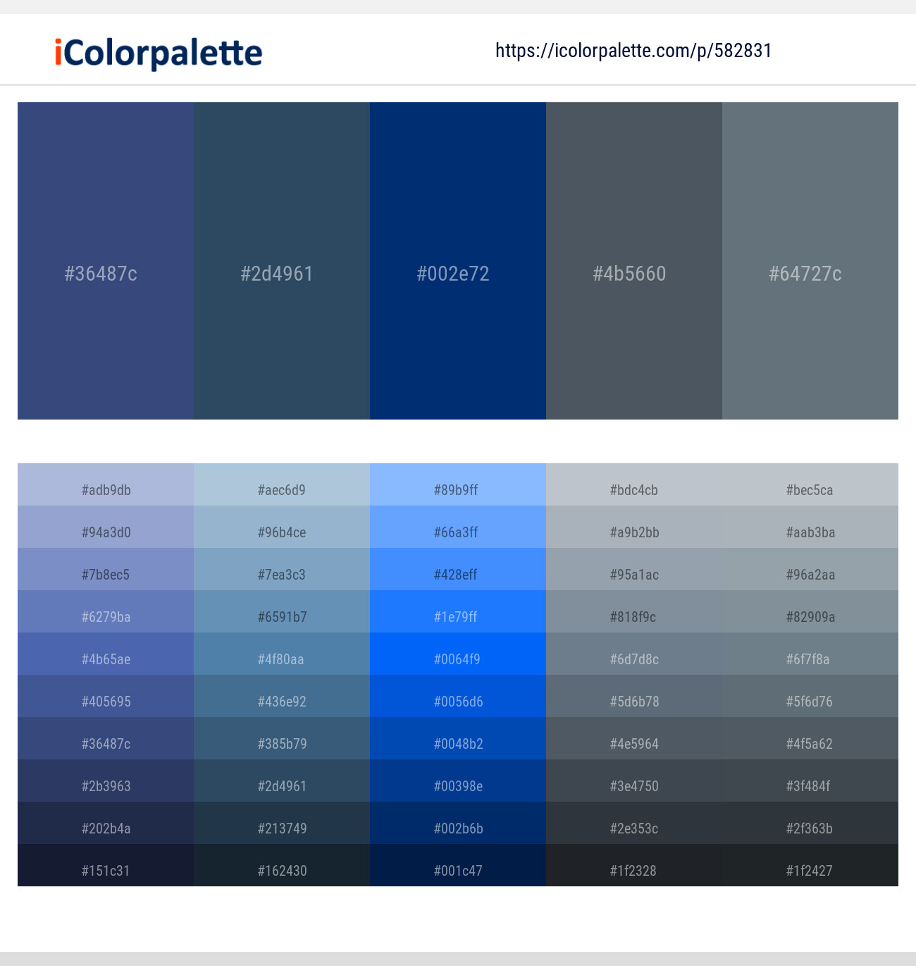 Chambray – San Juan – Midnight Blue – River Bed – Nevada Color scheme