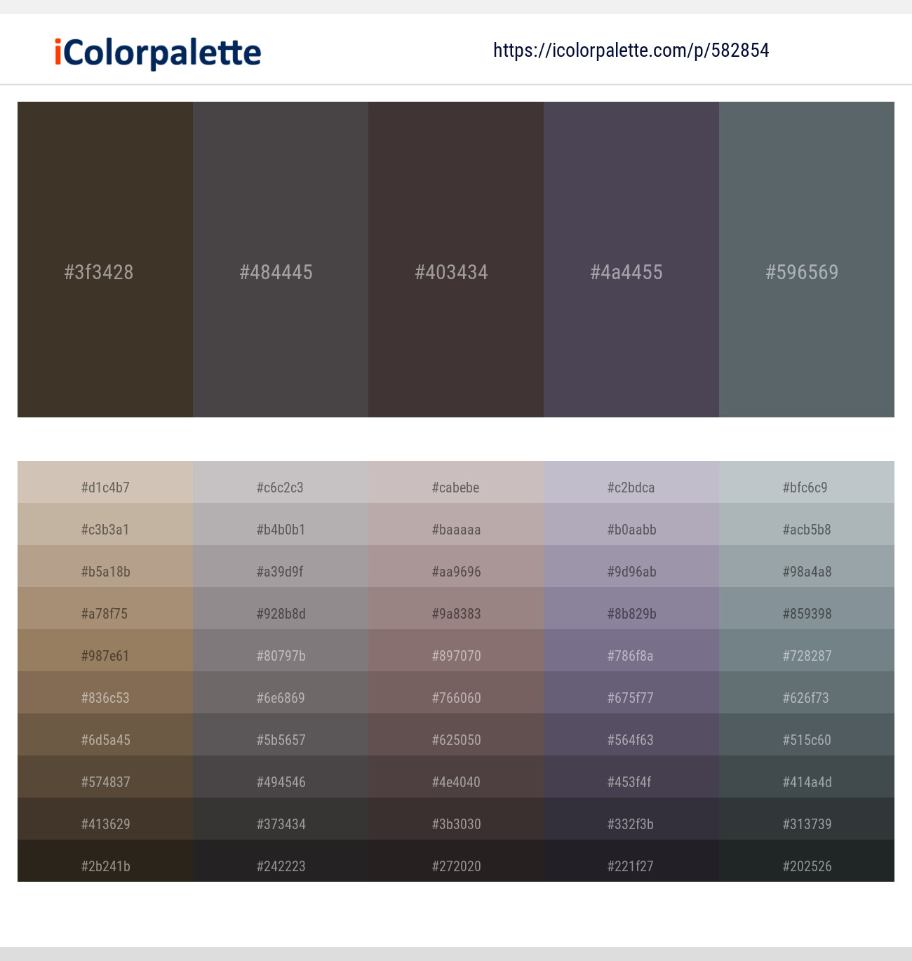 Birch – Tundora – Masala – Mulled Wine – Nevada Color scheme