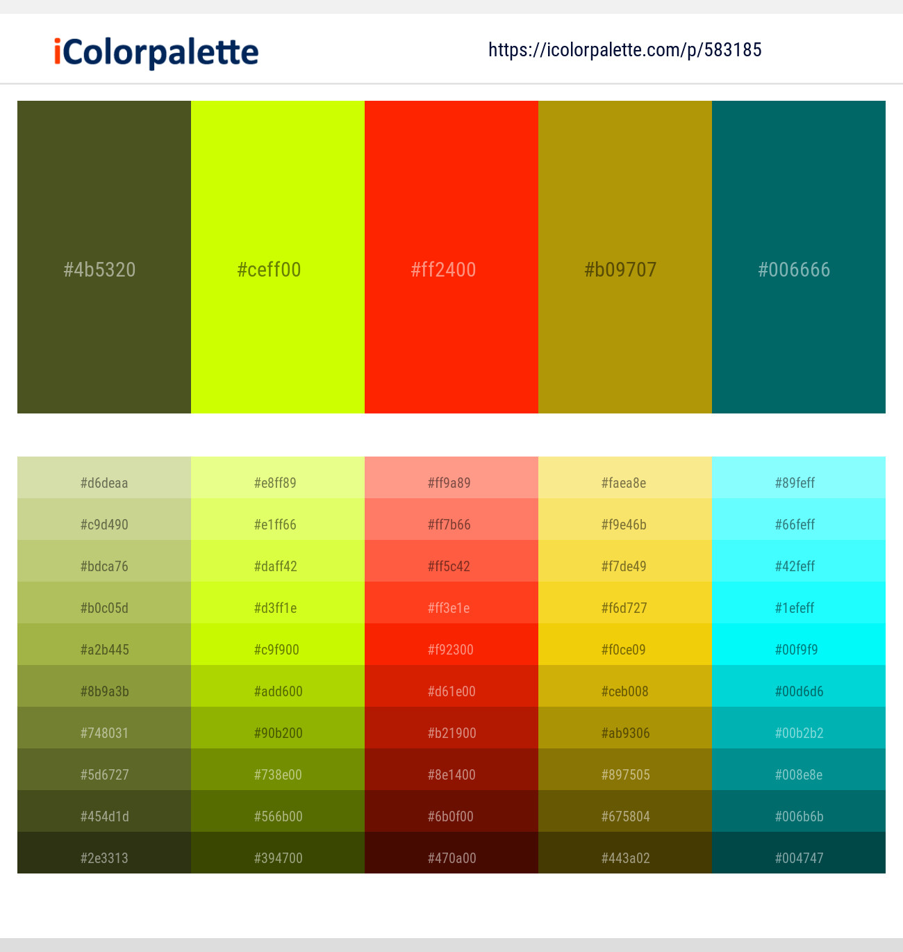 Thatch Green – Electric Lime – Scarlet – Hot Toddy – Blue Stone Color scheme