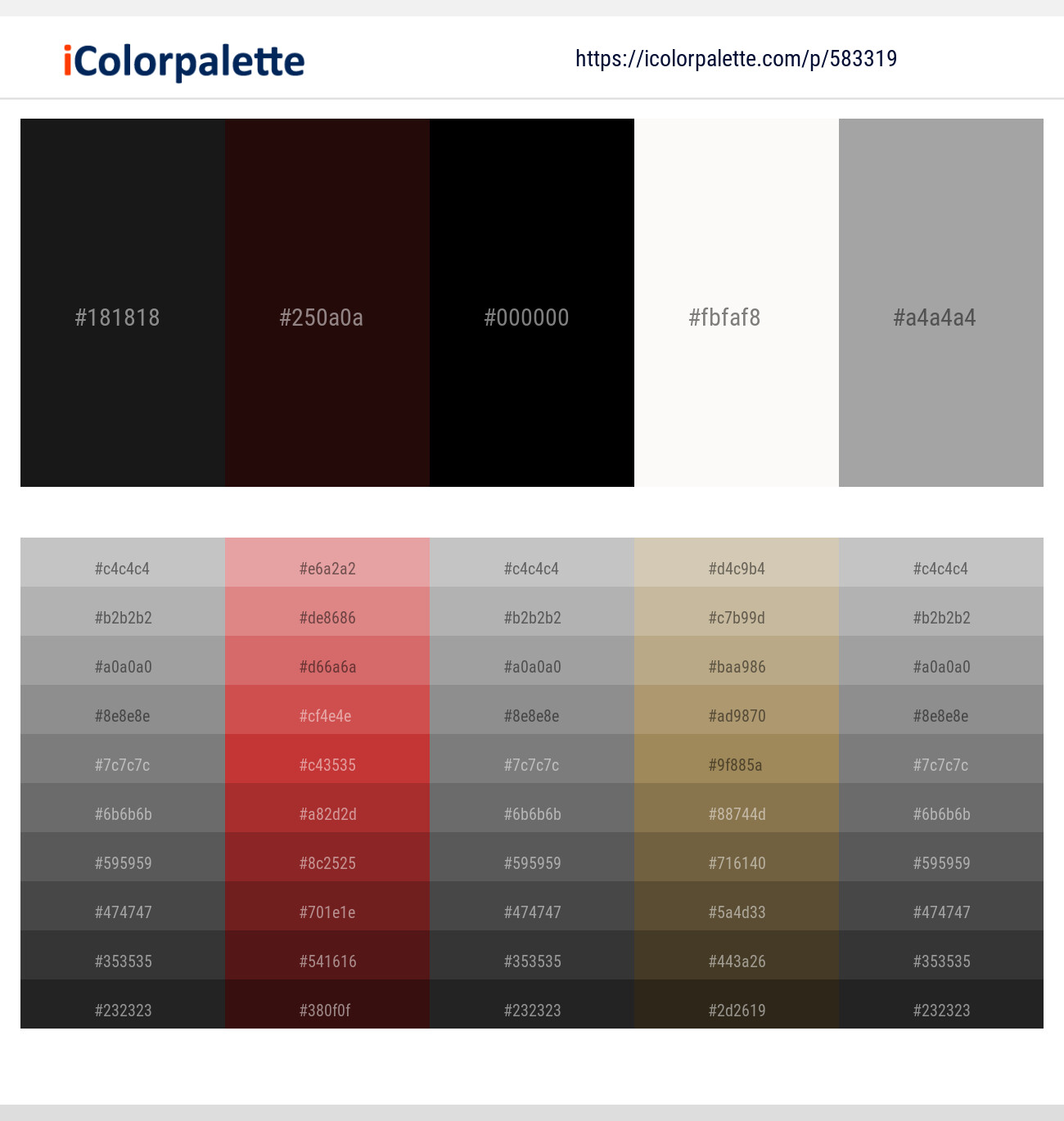 583319Cod Gray – Coffee Bean – Black – Spring Wood – Silver Chalice Color scheme