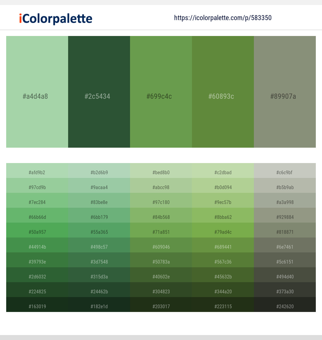 Moss Green – Killarney – Asparagus – Fern Green – Battleship Gray Color scheme