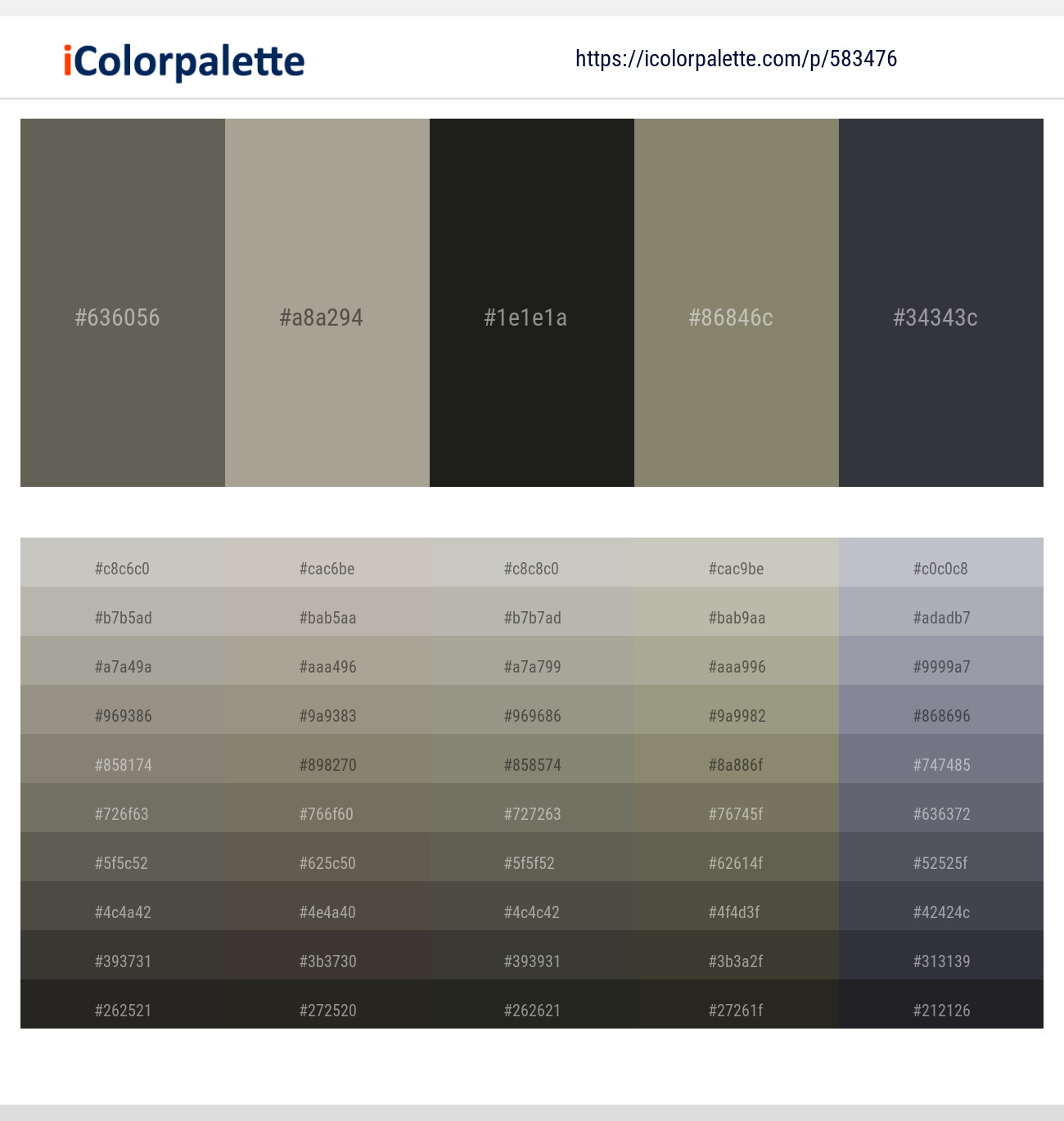 Chicago – Gray Olive – Log Cabin – Bandicoot – Tuna Color scheme