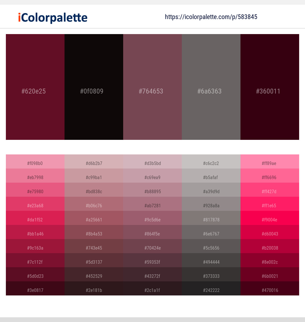 583845Maroon Oak – Night Rider – Ferra – Dove Gray – Temptress Color scheme