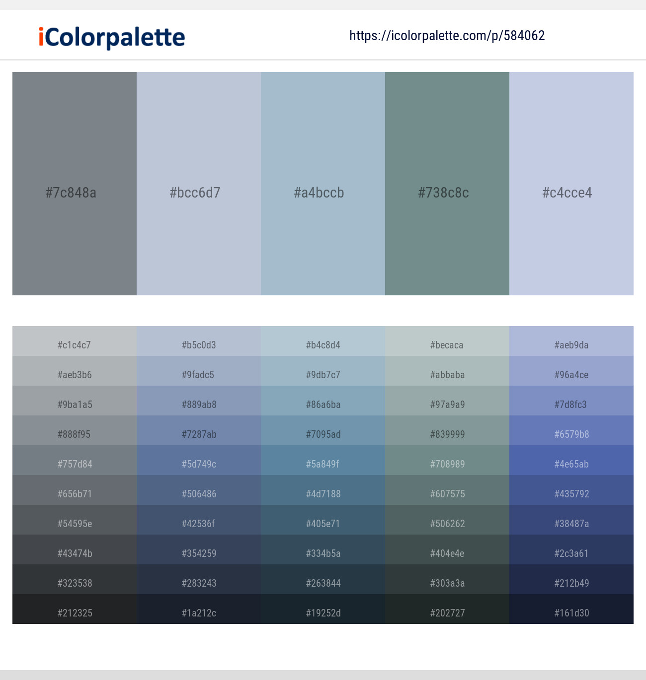 Rolling Stone – Heather – Casper – Juniper – Periwinkle Gray Color scheme