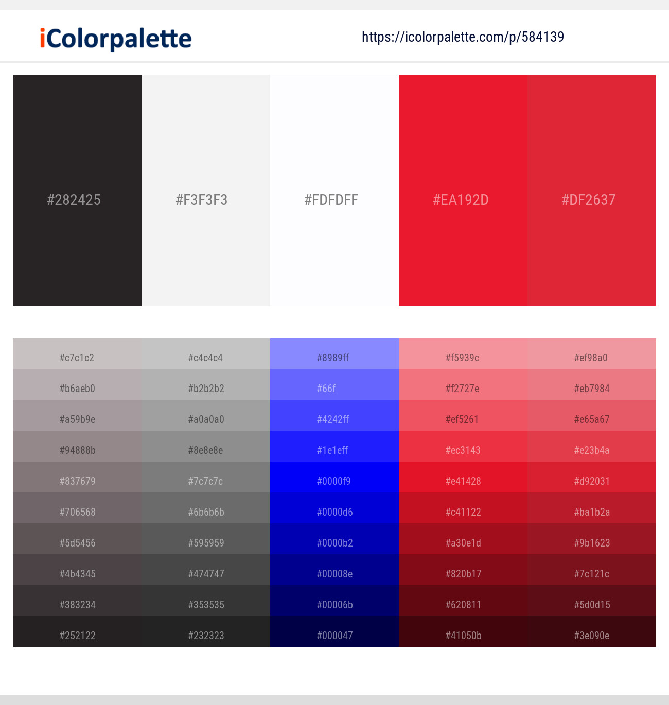 Thunder – Concrete – Titan White – Crimson – Alizarin Crimson Color scheme