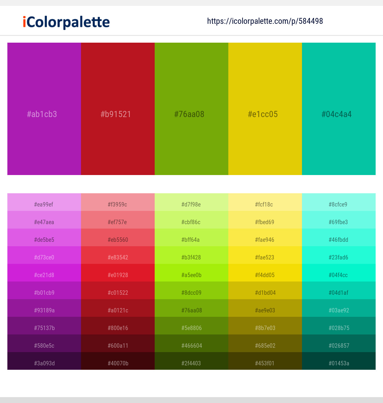 Seance – Thunderbird – Limeade – Corn – Caribbean Green Color scheme