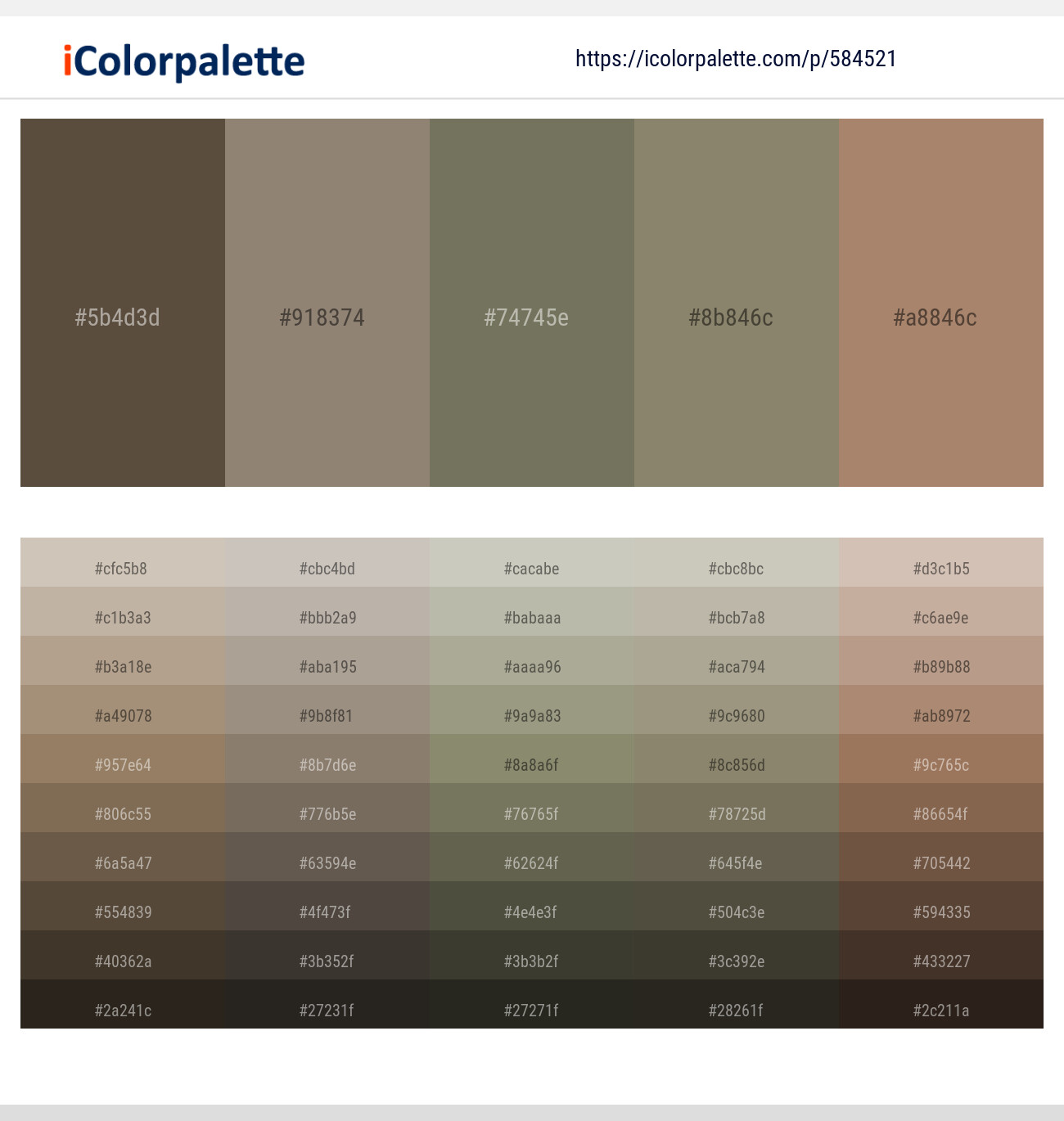 Kabul – Stonewall – Kokoda – Olive Haze – Sandal Color scheme