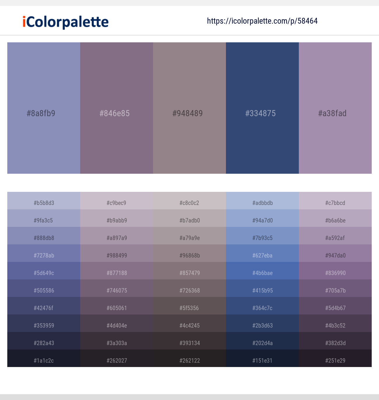 Wild Blue Yonder – Mobster – Mountbatten Pink – San Juan – Amethyst Smoke Color scheme