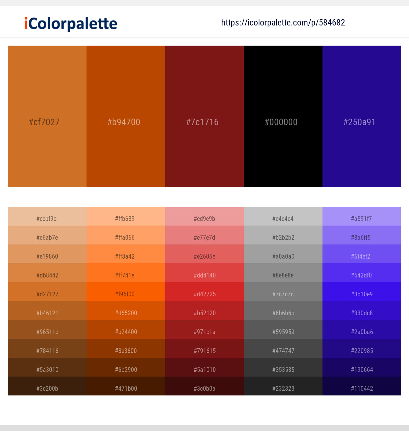 584682Ochre – Rose of Sharon – Falu Red – Black – Ultramarine Color scheme