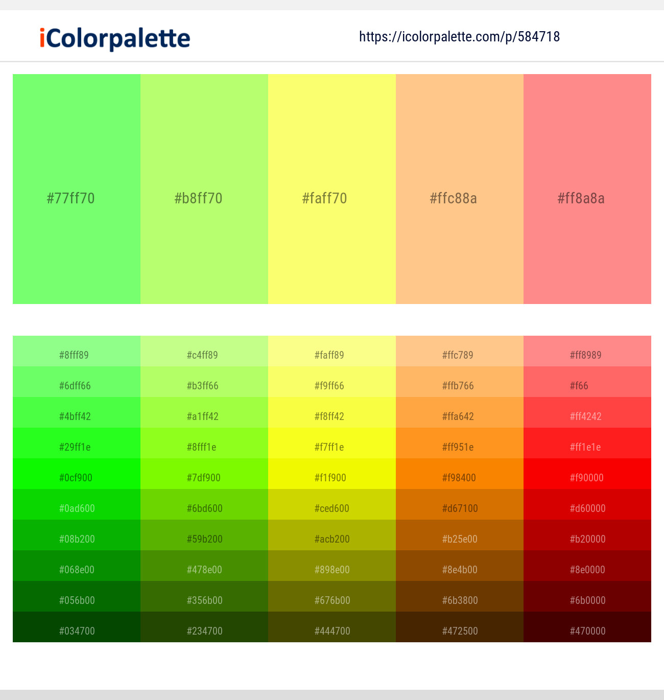 Screamin’ Green – Reef – Laser Lemon – Chardonnay – Vivid Tangerine Color scheme