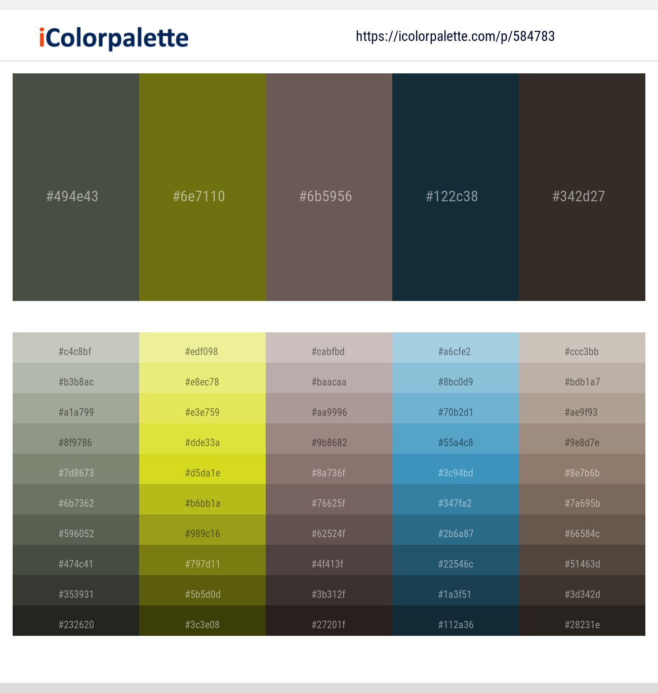 584783Cabbage Pont – Olivetone – Dorado – Firefly – Taupe Color scheme
