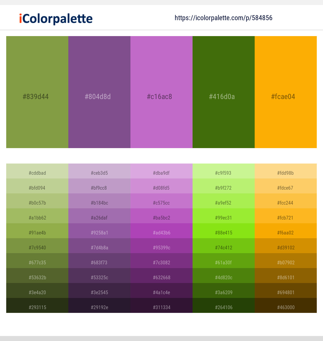 Sycamore – Affair – Amethyst – Green Leaf – Yellow Sea Color scheme