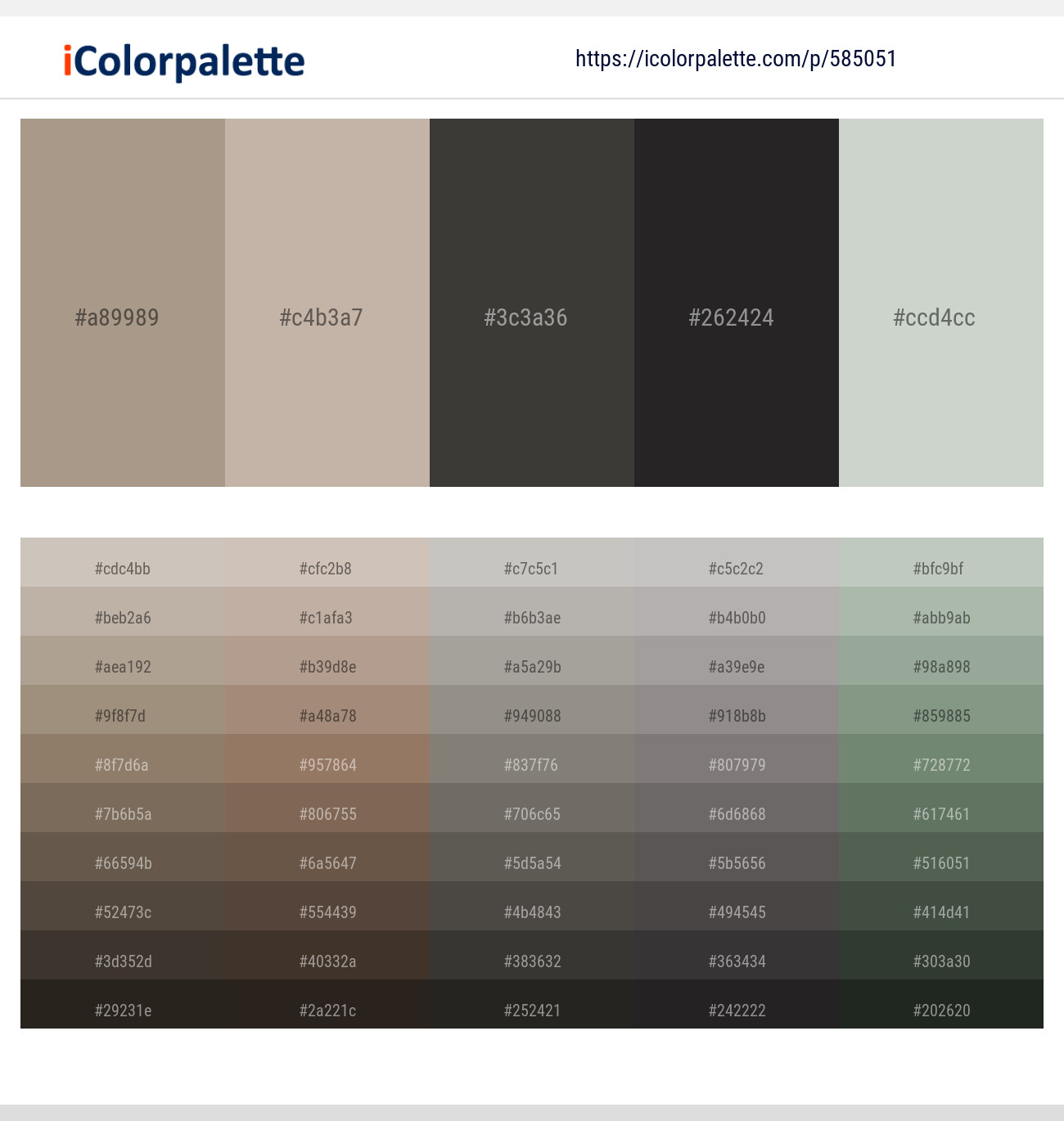 Zorba – Bison Hide – Merlin – Mine Shaft – Pumice Color scheme