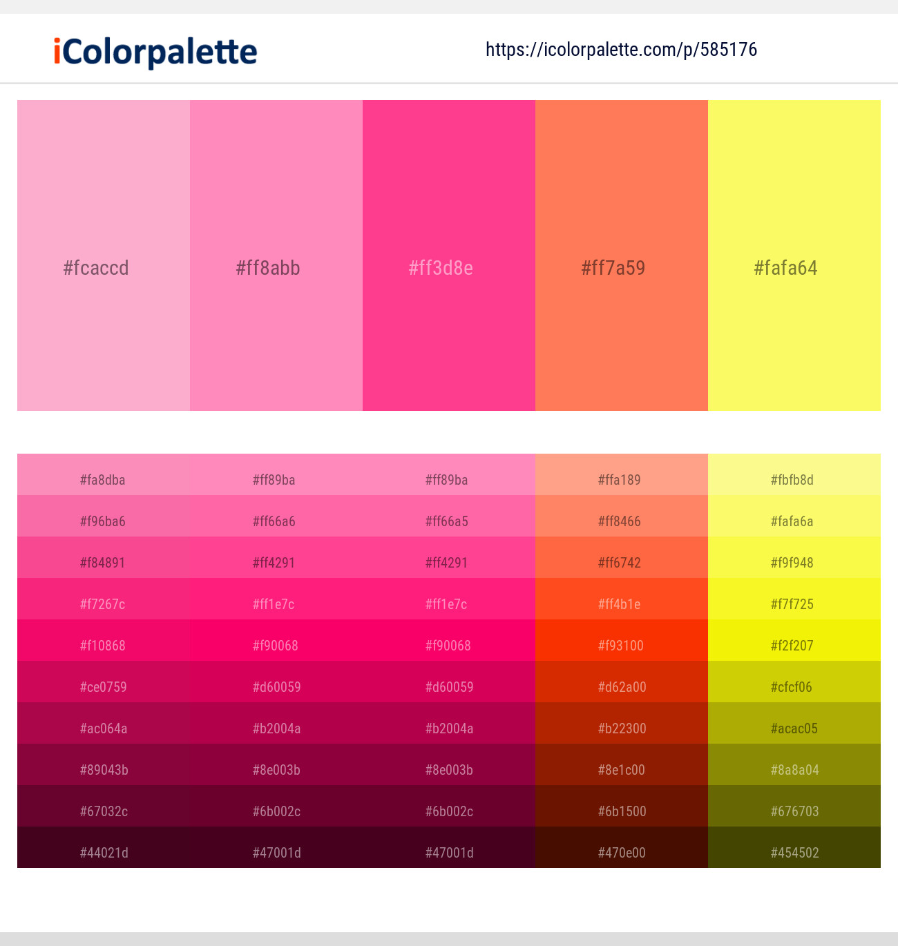585176Lavender Pink – Pink Salmon – Wild Strawberry – Coral – Canary Color scheme