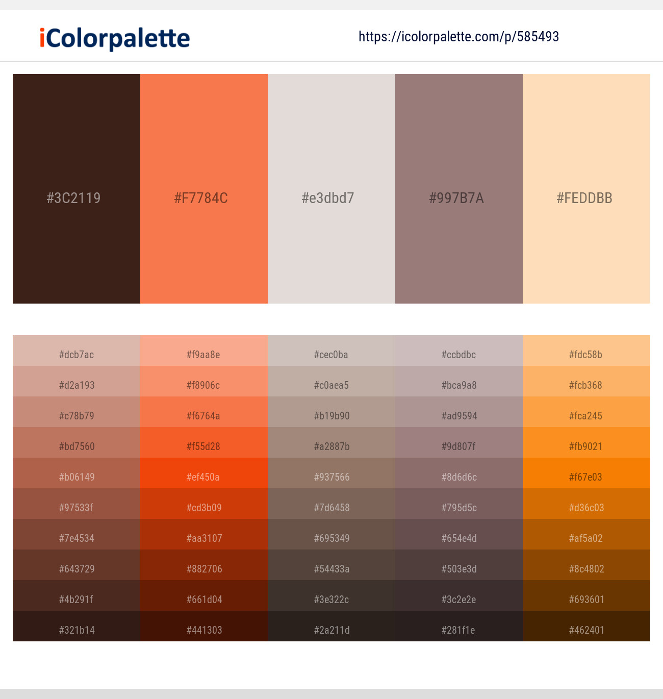 Cork – Coral – Swiss Coffee – Bazaar – Frangipani Color scheme
