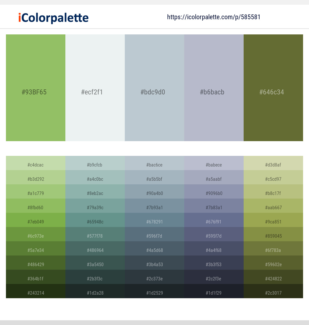 Olivine – Porcelain – Loblolly – Cadet Blue – Costa Del Sol Color scheme