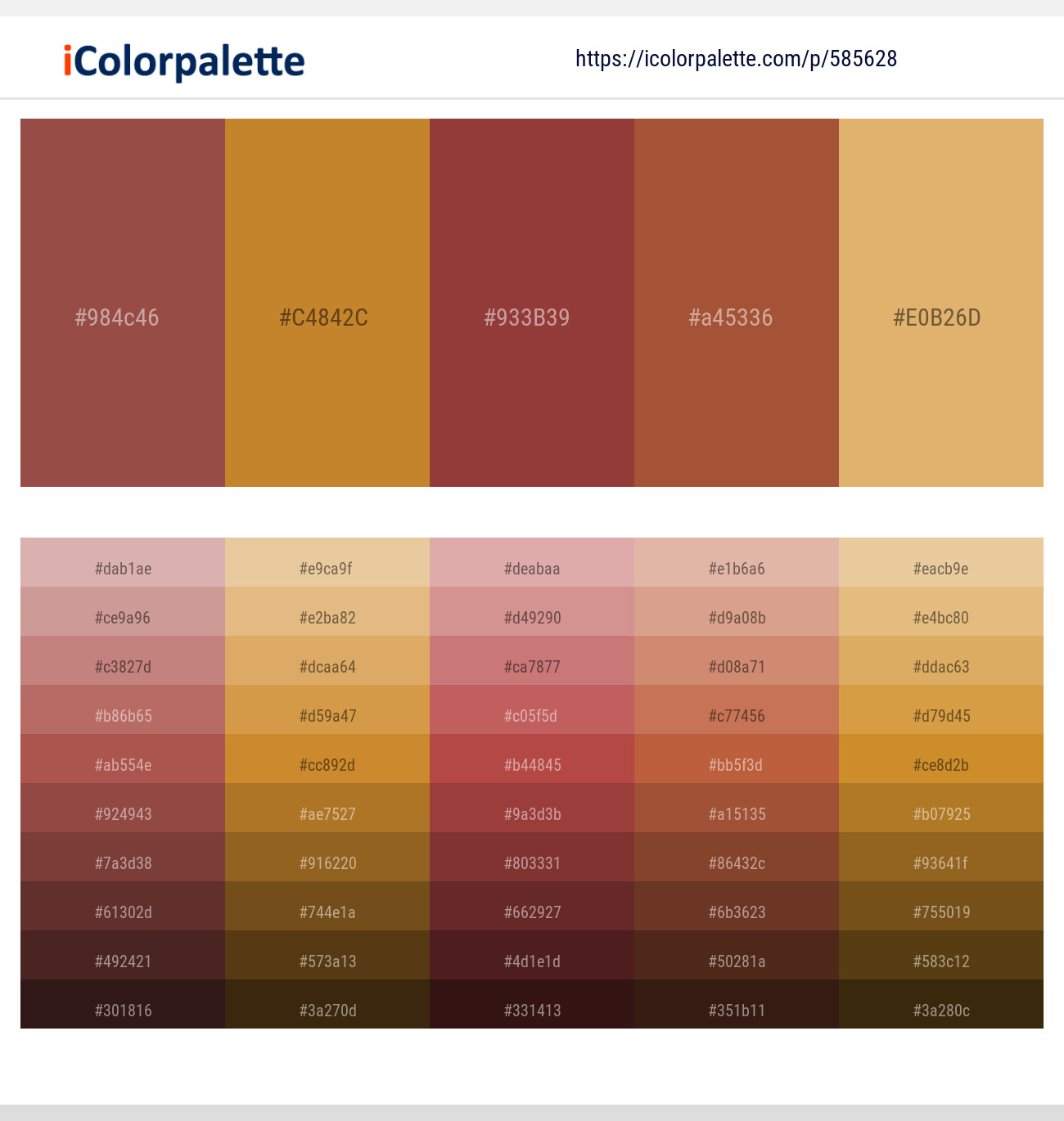 Copper Rust – Brandy Punch – Sanguine Brown – Brown Rust – Harvest Gold Color scheme