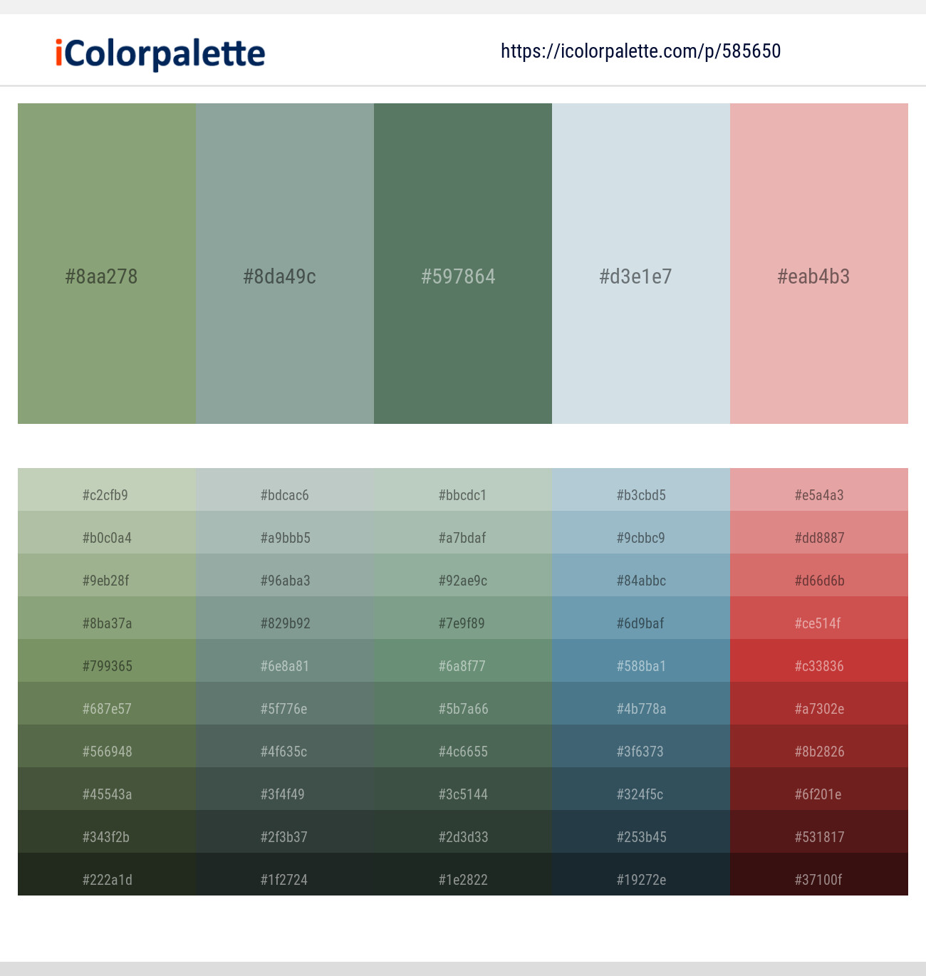 Sage – Pewter – Spring Leaves – Botticelli – Shilo Color scheme