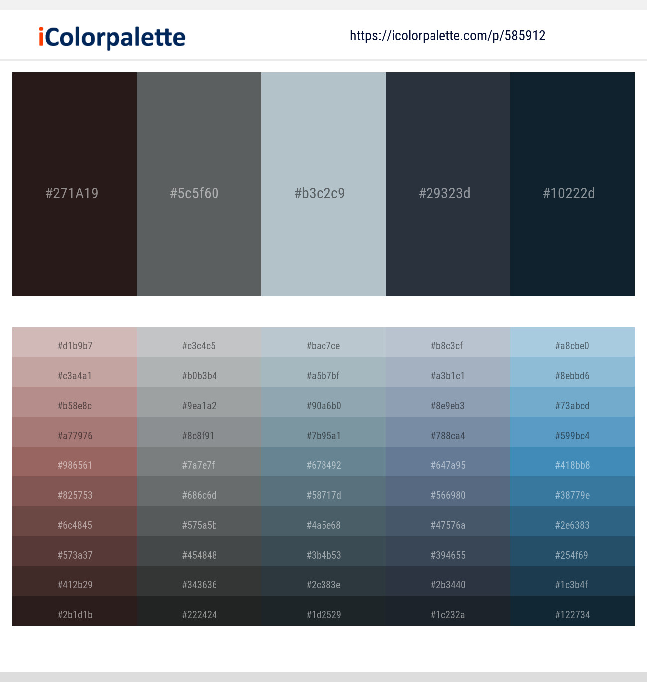 Cocoa Brown – Nevada – Loblolly – Ebony Clay – Big Stone Color scheme