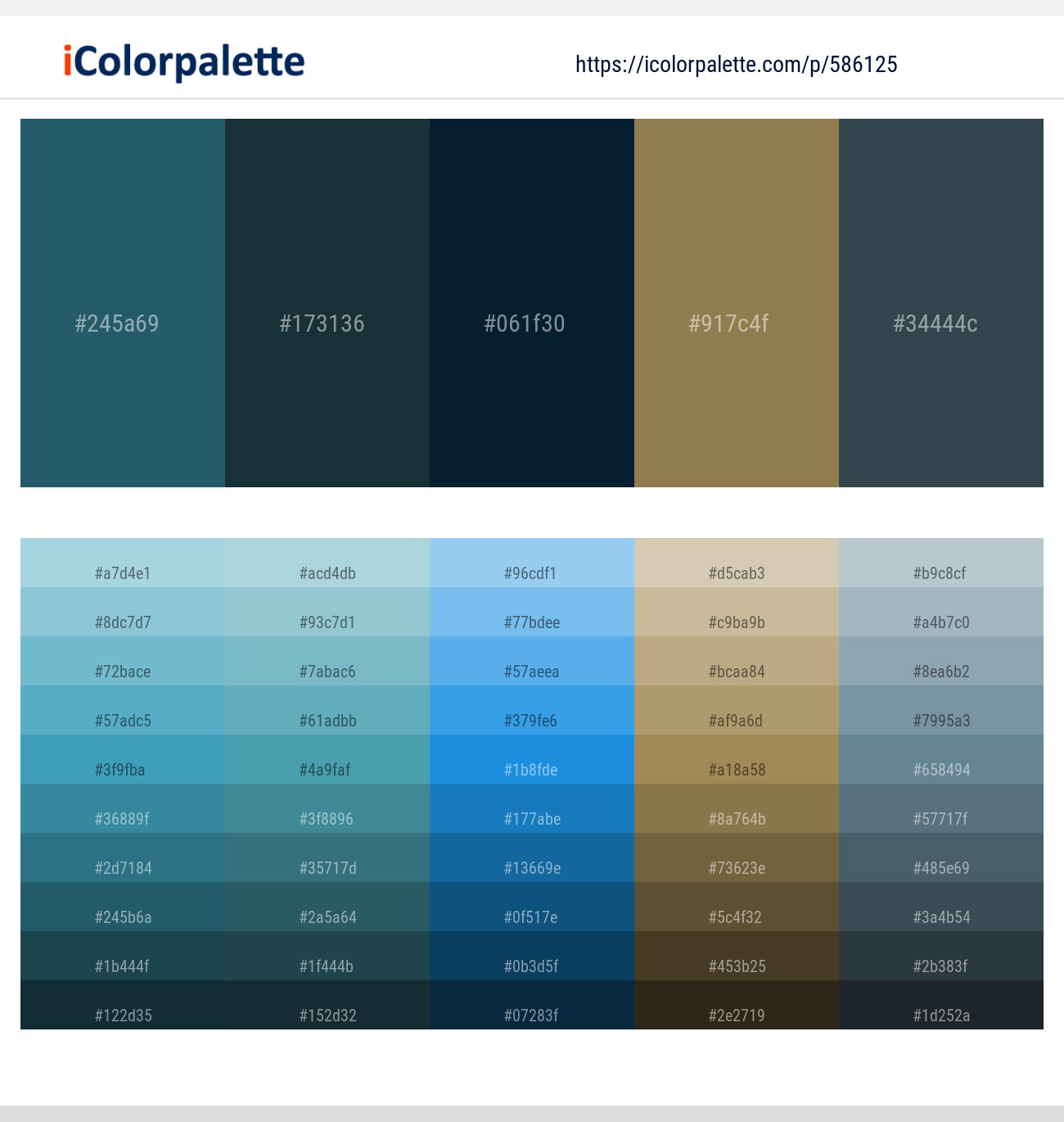 Blue Dianne – Gable Green – Black Pearl – Shadow – Limed Spruce Color scheme