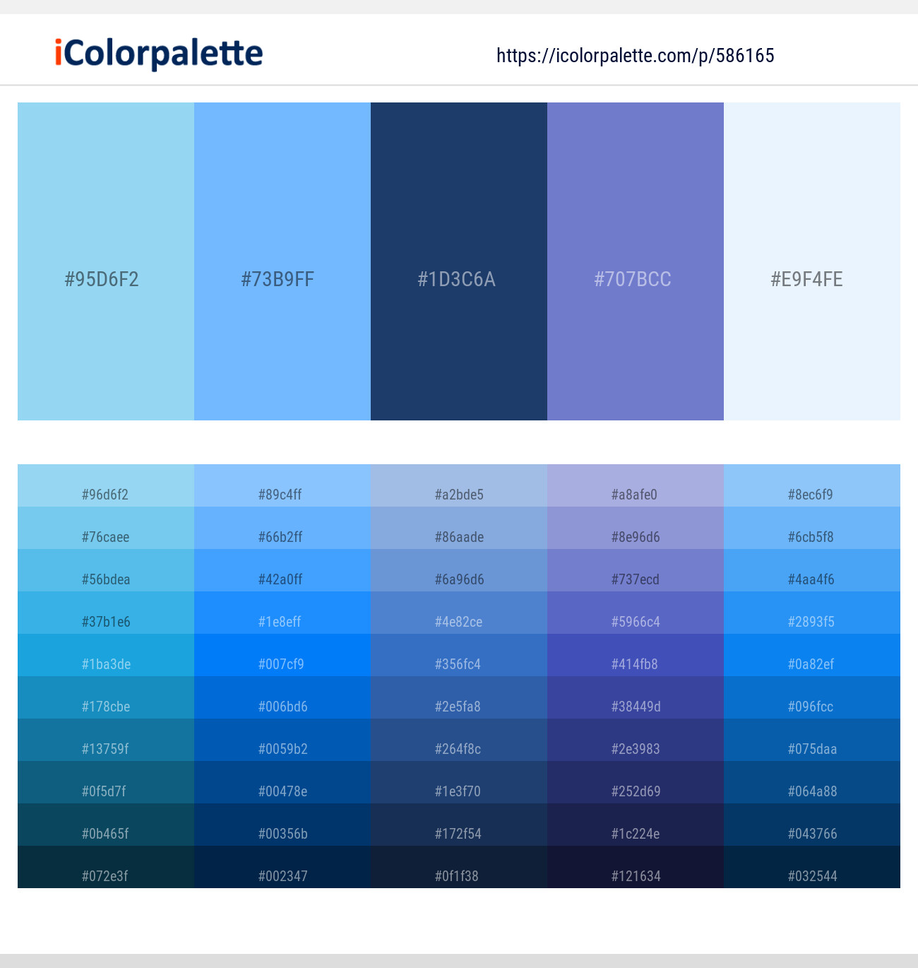 Jordy Blue – Malibu – Biscay – Moody Blue – Solitude Color scheme