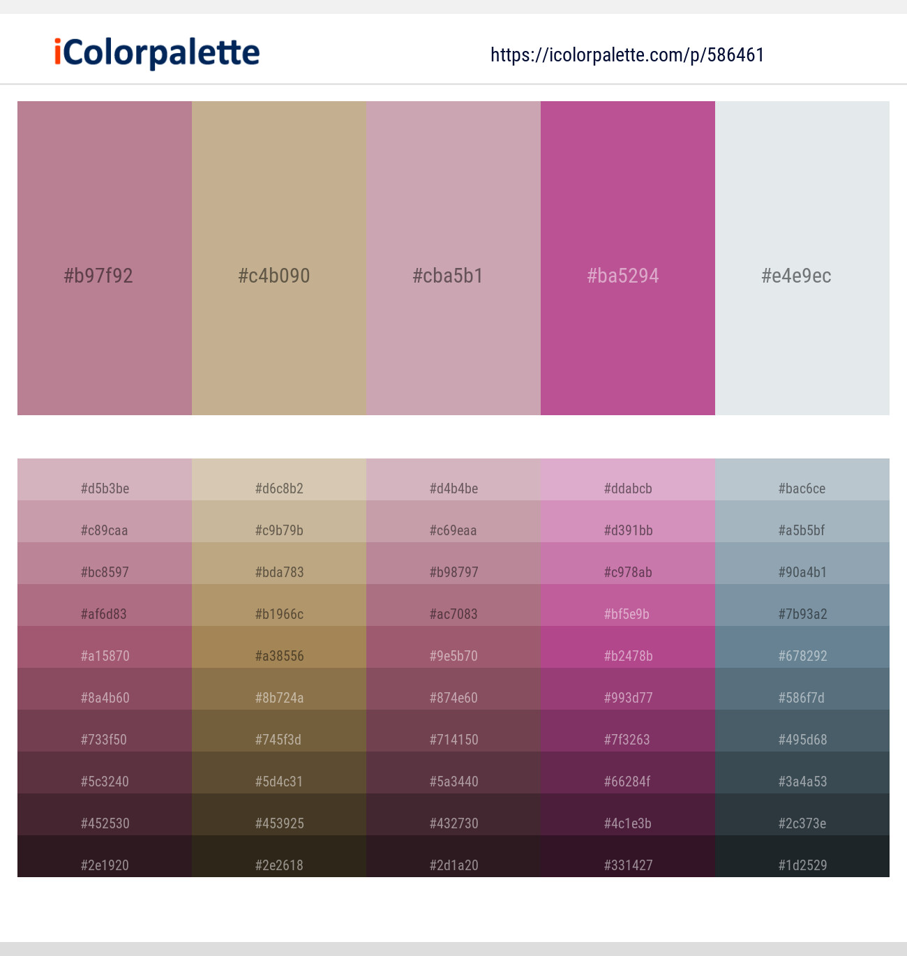 Turkish Rose – Indian Khaki – Lily – Mulberry – Athens Gray Color scheme