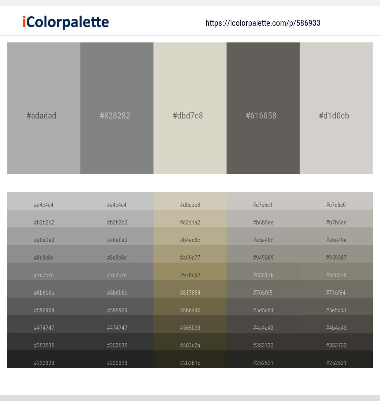 Silver Chalice – Gray – Moon Mist – Chicago – Quill Gray Color scheme