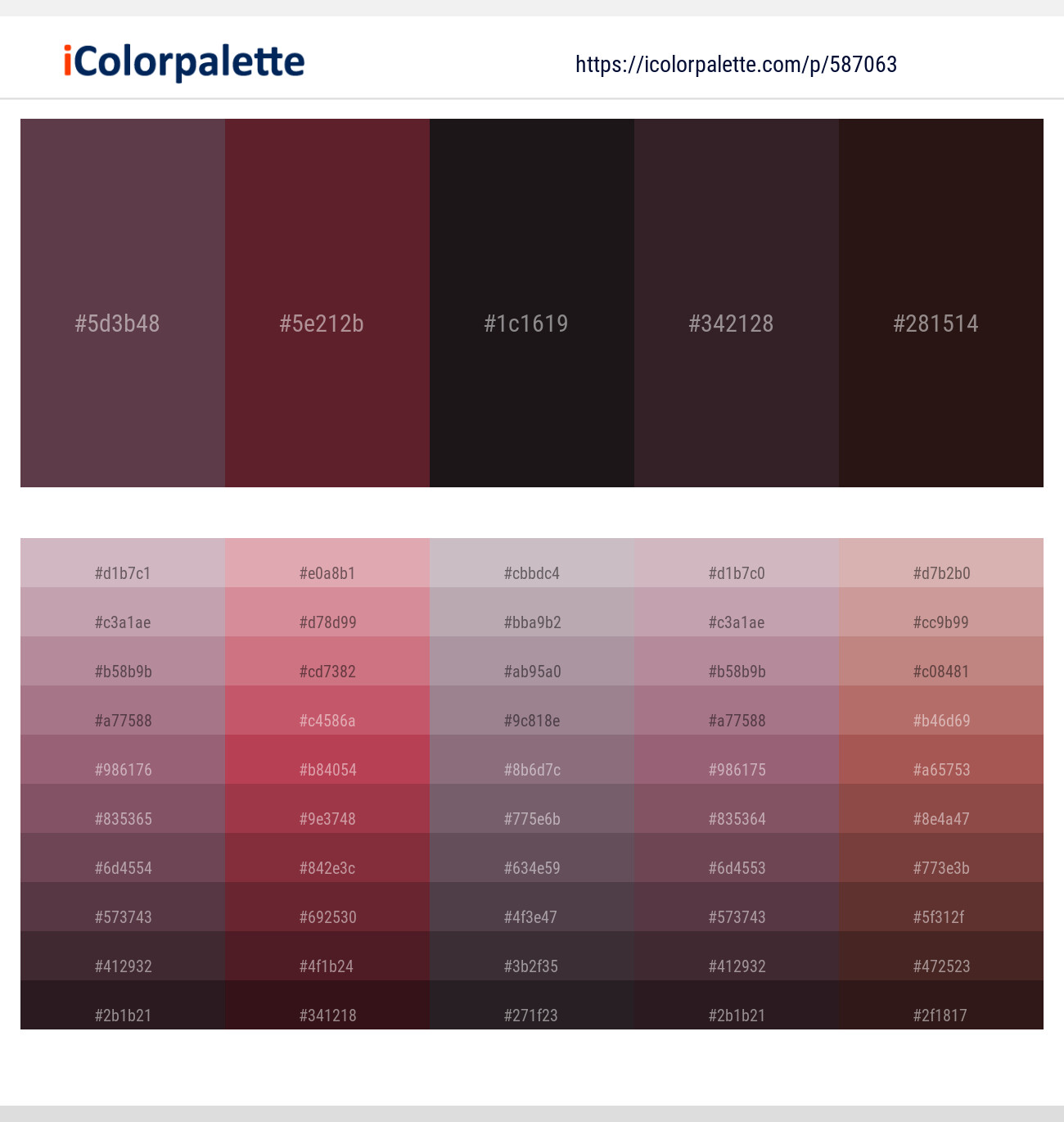 Eggplant – Wine Berry – Thunder – Cocoa Brown – Gondola Color scheme
