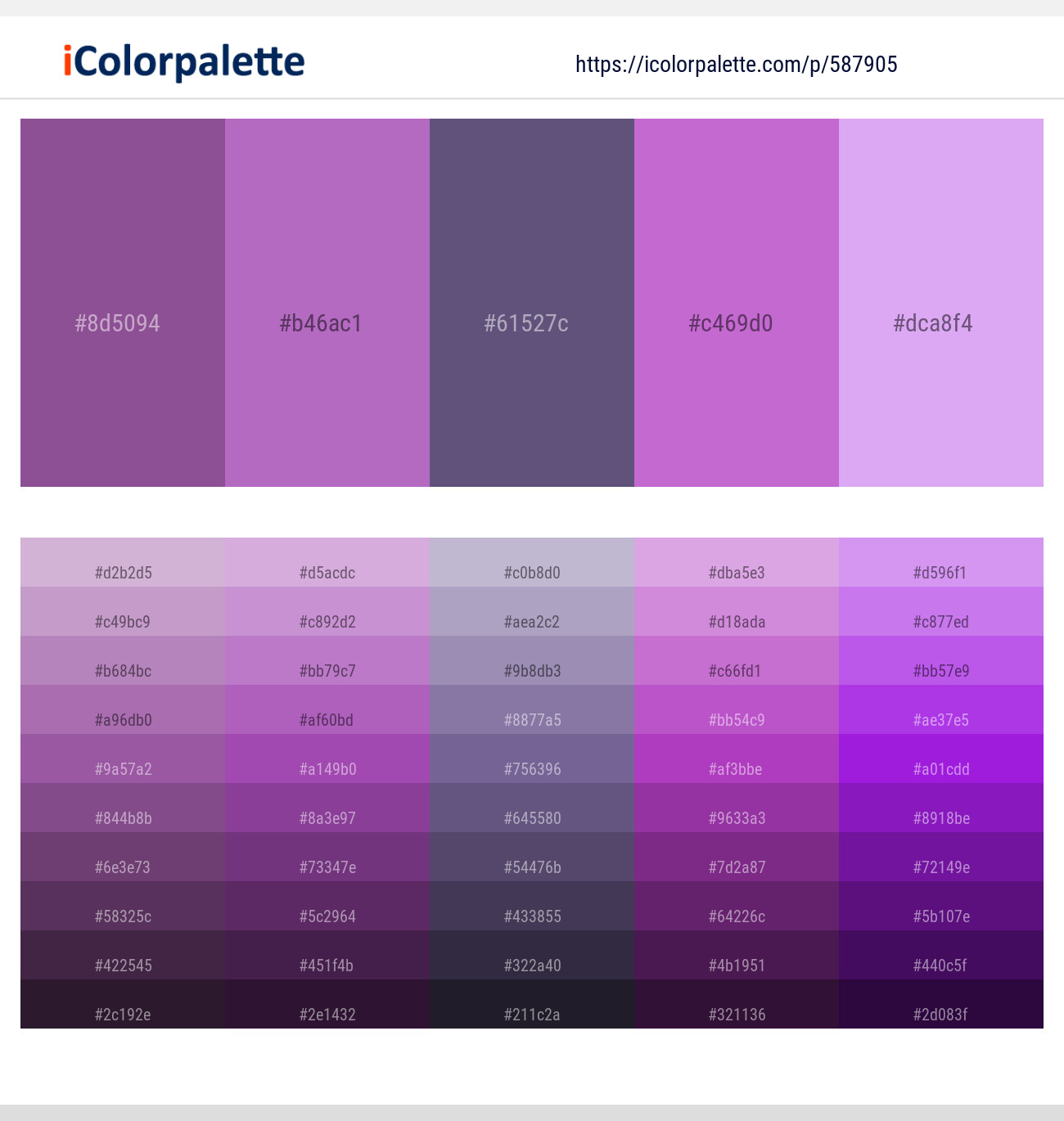 Affair – Amethyst – Smoky – Lavender – Perfume Color scheme