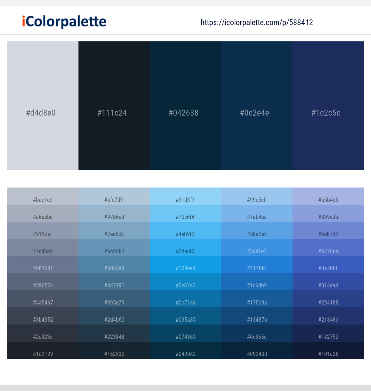 Mischka – Mirage – Blue Whale – Downriver – Biscay Color scheme