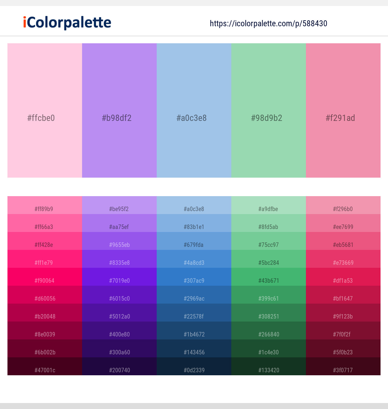 Pastel Pink – Biloba Flower – Cornflower – Vista Blue – Mauvelous Color scheme