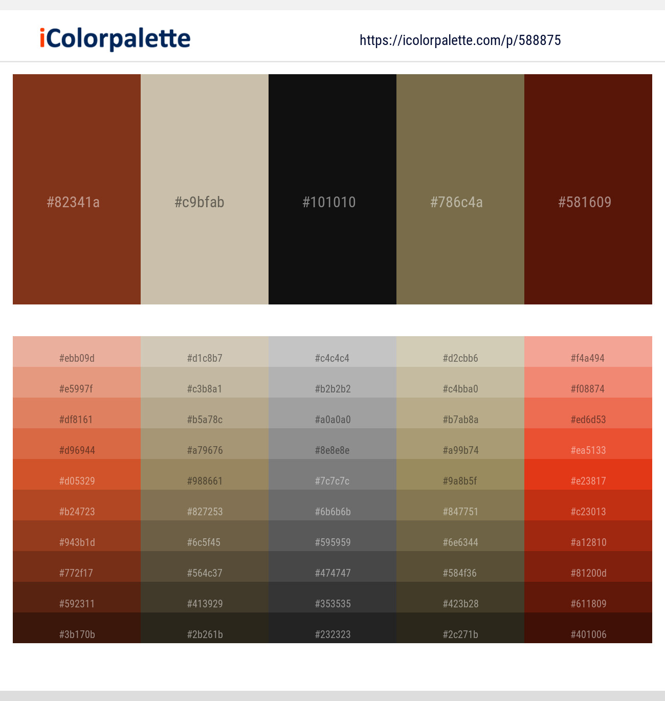 588875Mocha – Coral Reef – Cod Gray – Shadow – Mahogany Color scheme