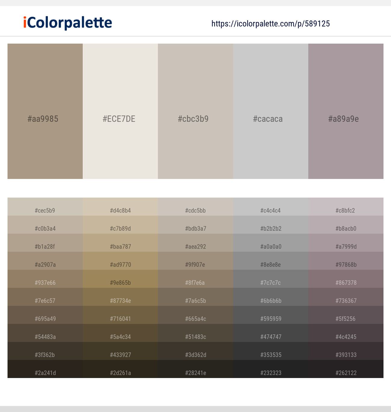 Donkey Brown – Pearl Bush – Silver Rust – Silver – Dusty Gray Color scheme