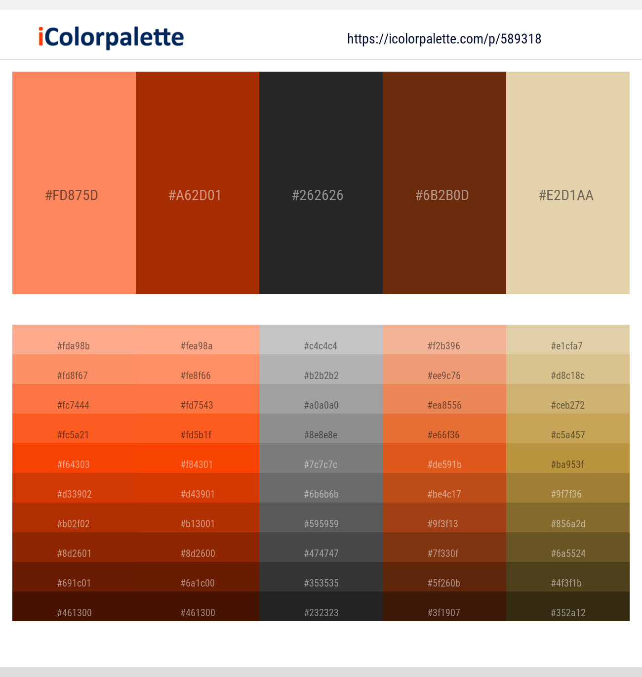 Salmon – Fire – Mine Shaft – Hairy Heath – Hampton Color scheme