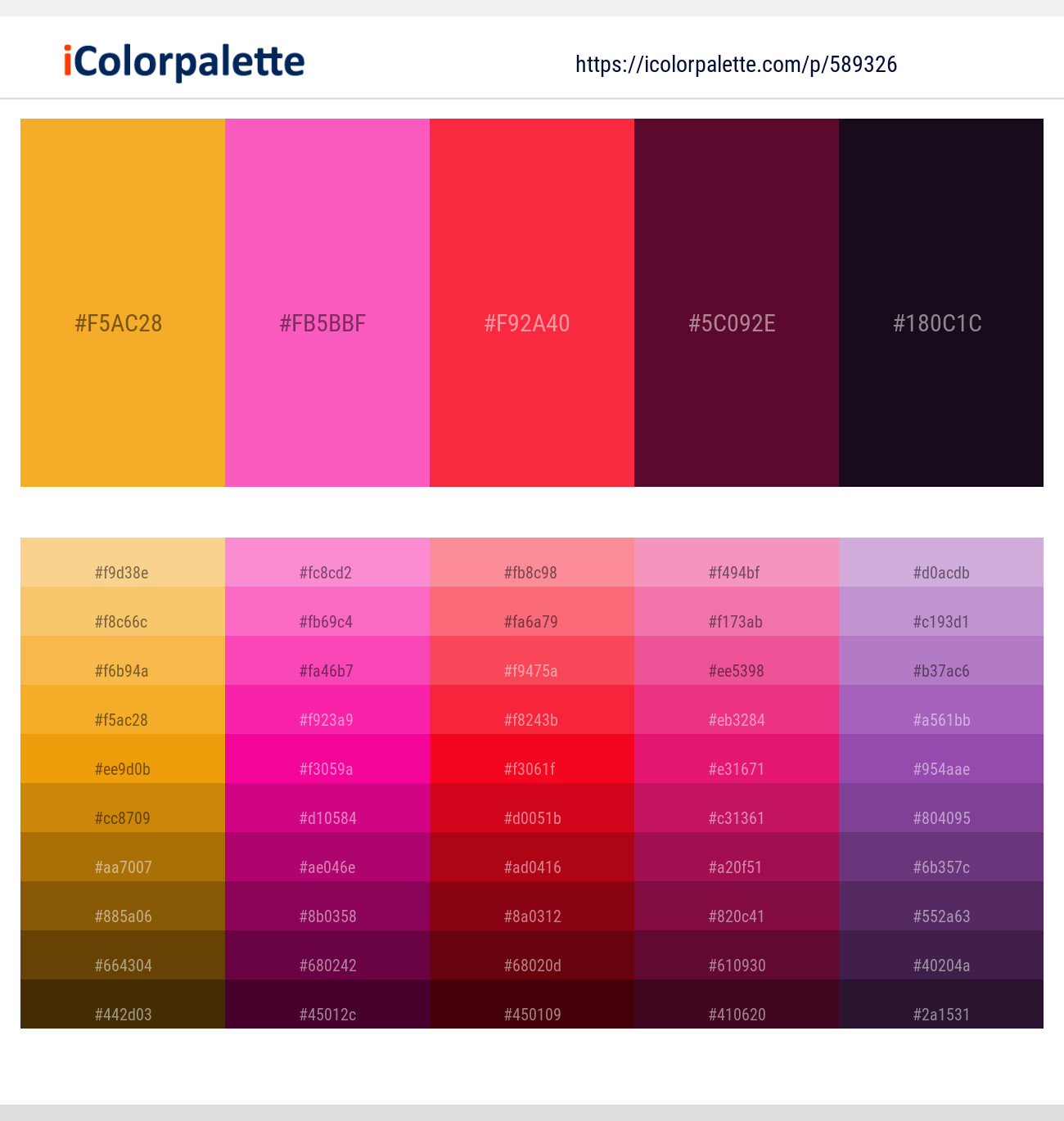 Fuel Yellow – Hot Pink – Torch Red – Mulberry Wood – Revolver Color scheme