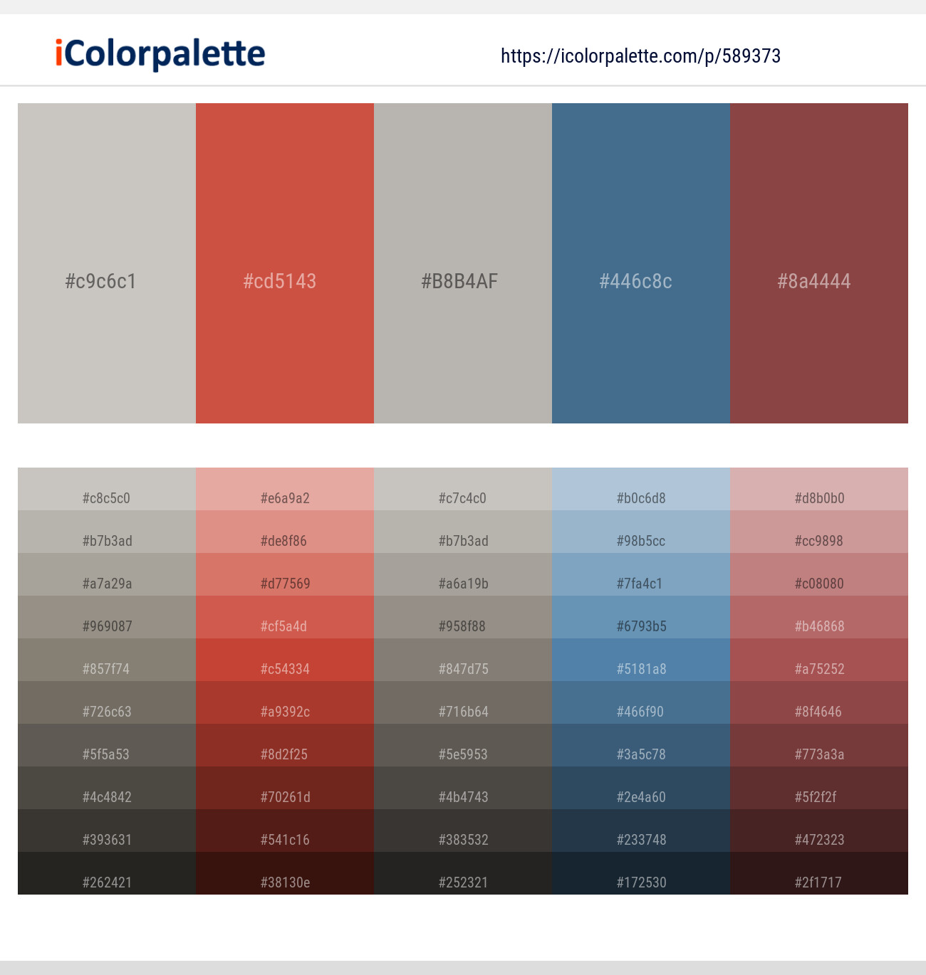 Cloud – Mojo – Tide – Bismark – Tosca Color scheme