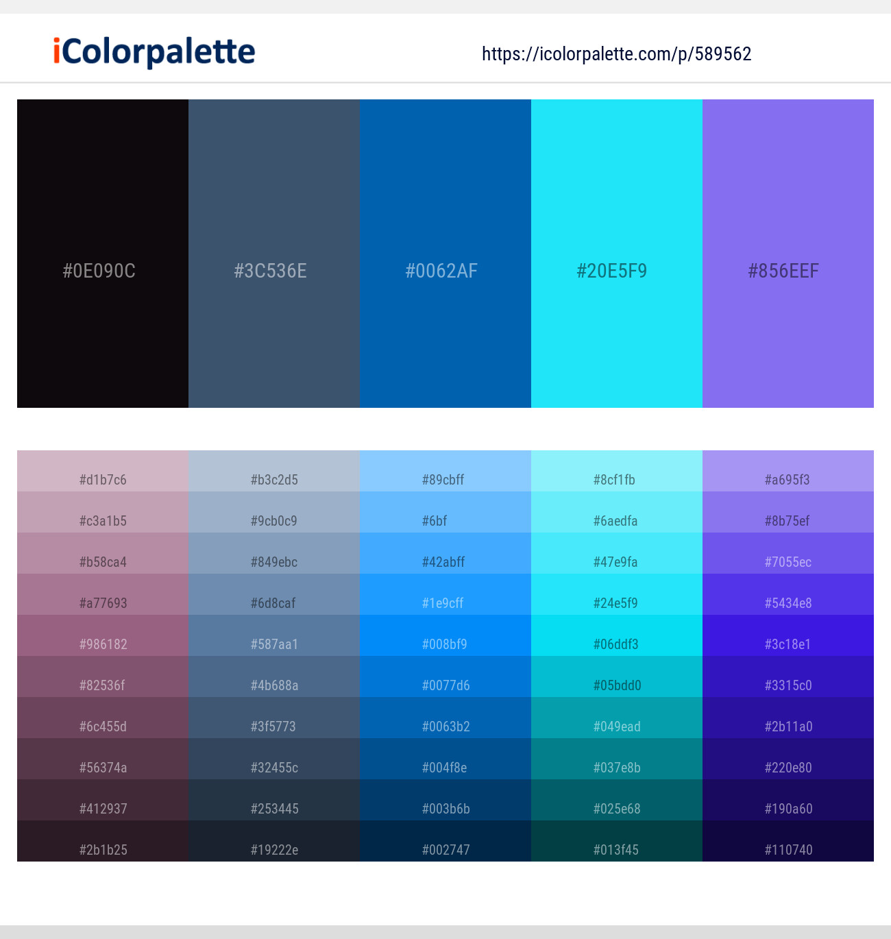Thunder – Fiord – Endeavour – Bright Turquoise – Medium Purple Color scheme