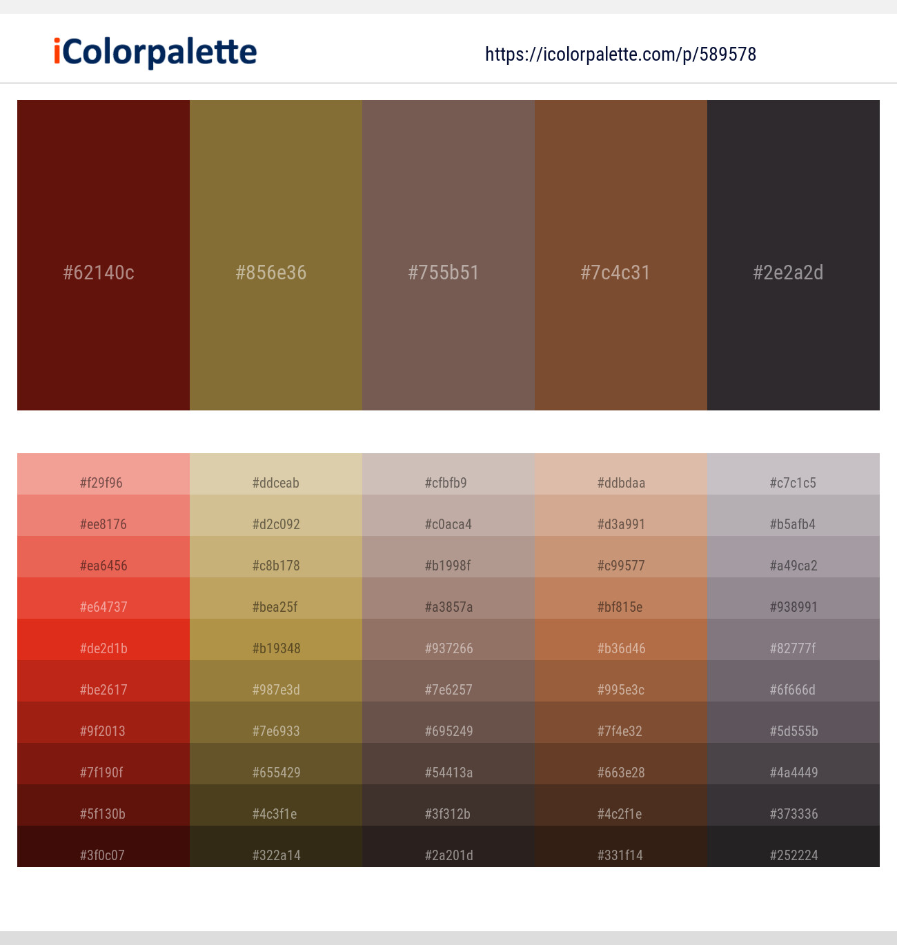 589578Dark Tan – Pesto – Russett – Old Copper – Thunder Color scheme
