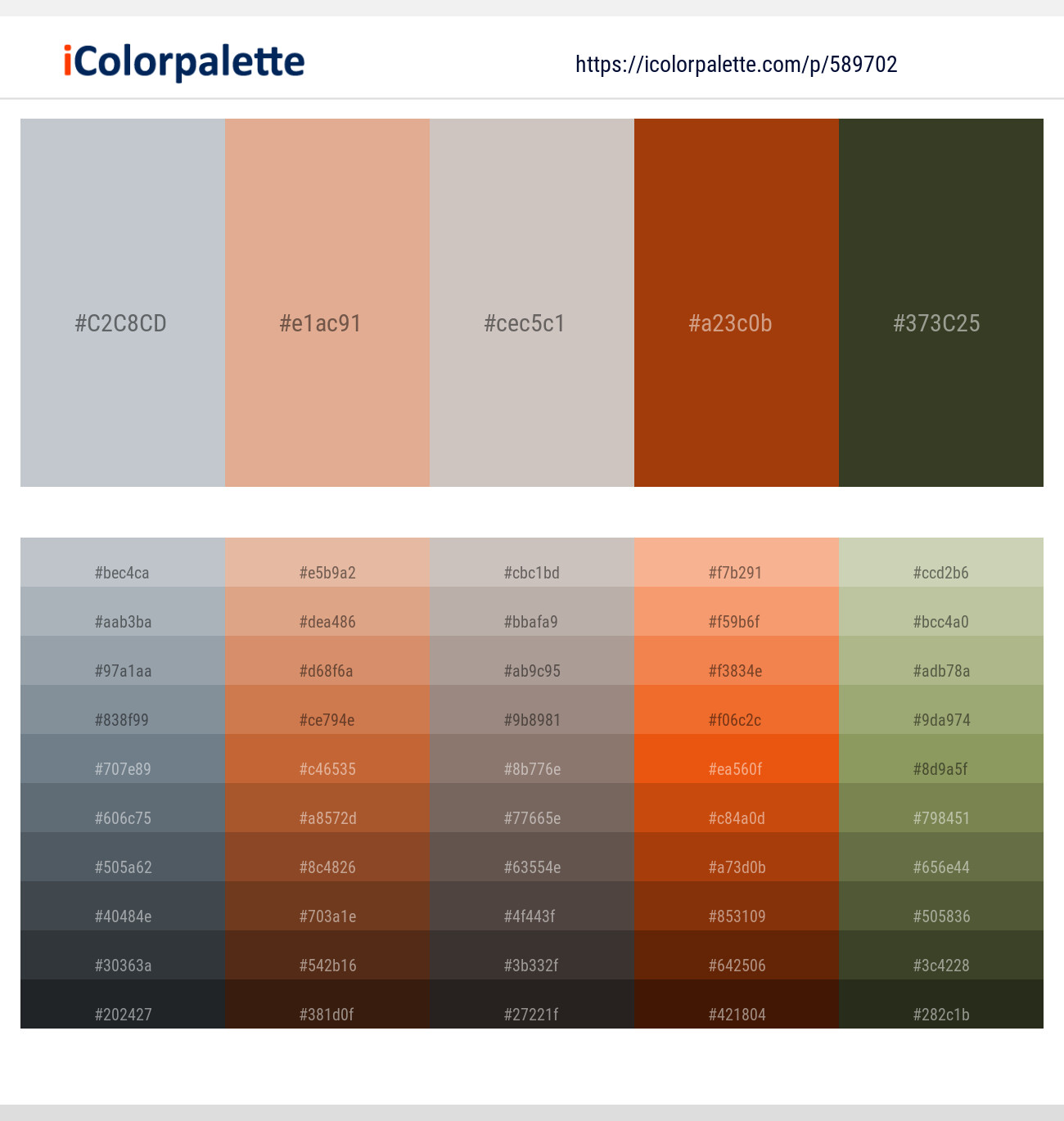 Loblolly – Tumbleweed – Silver Rust – Fire – Rangitoto Color scheme