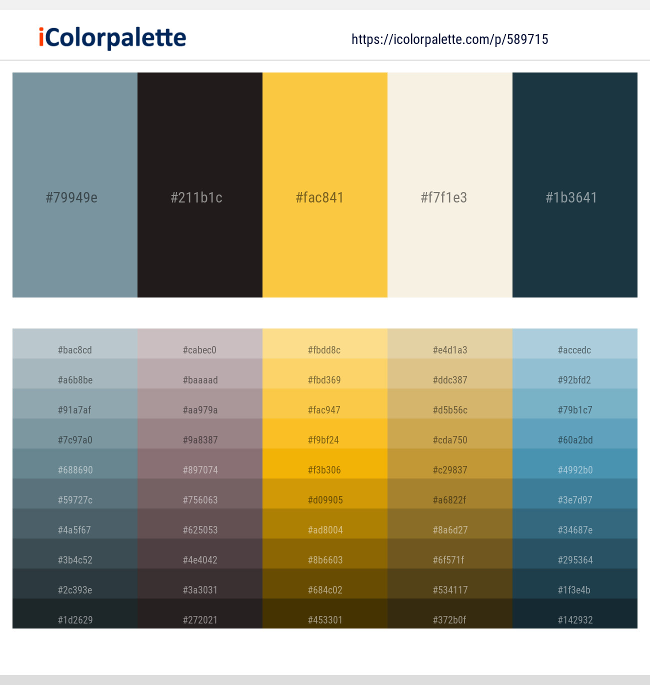 Gothic – Thunder – Bright Sun – Quarter Spanish White – Big Stone Color scheme