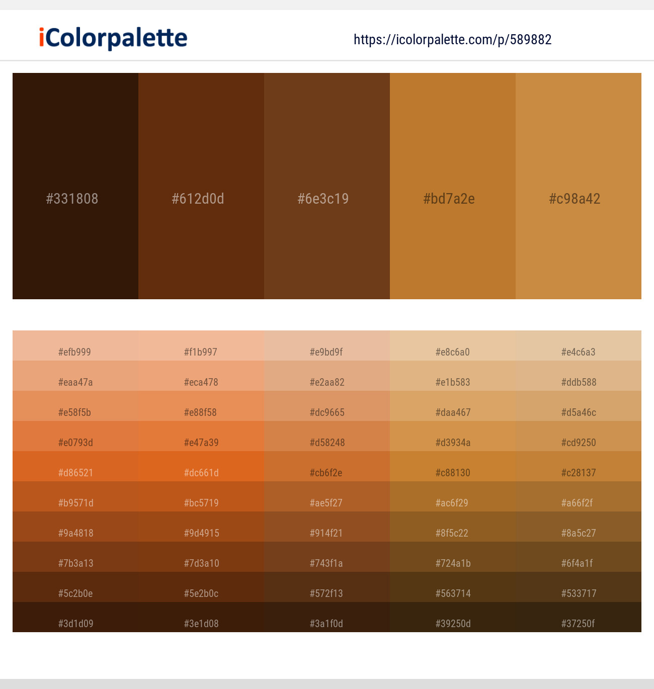 Clinker – Cioccolato – Walnut – Copper – Tussock Color scheme